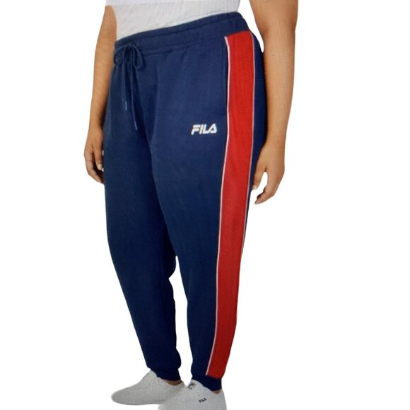 NWT Fila Women's Vigor Mid Rise Colorblocked Fleece Joggers Blue Size 1X - Picture 1 of 7